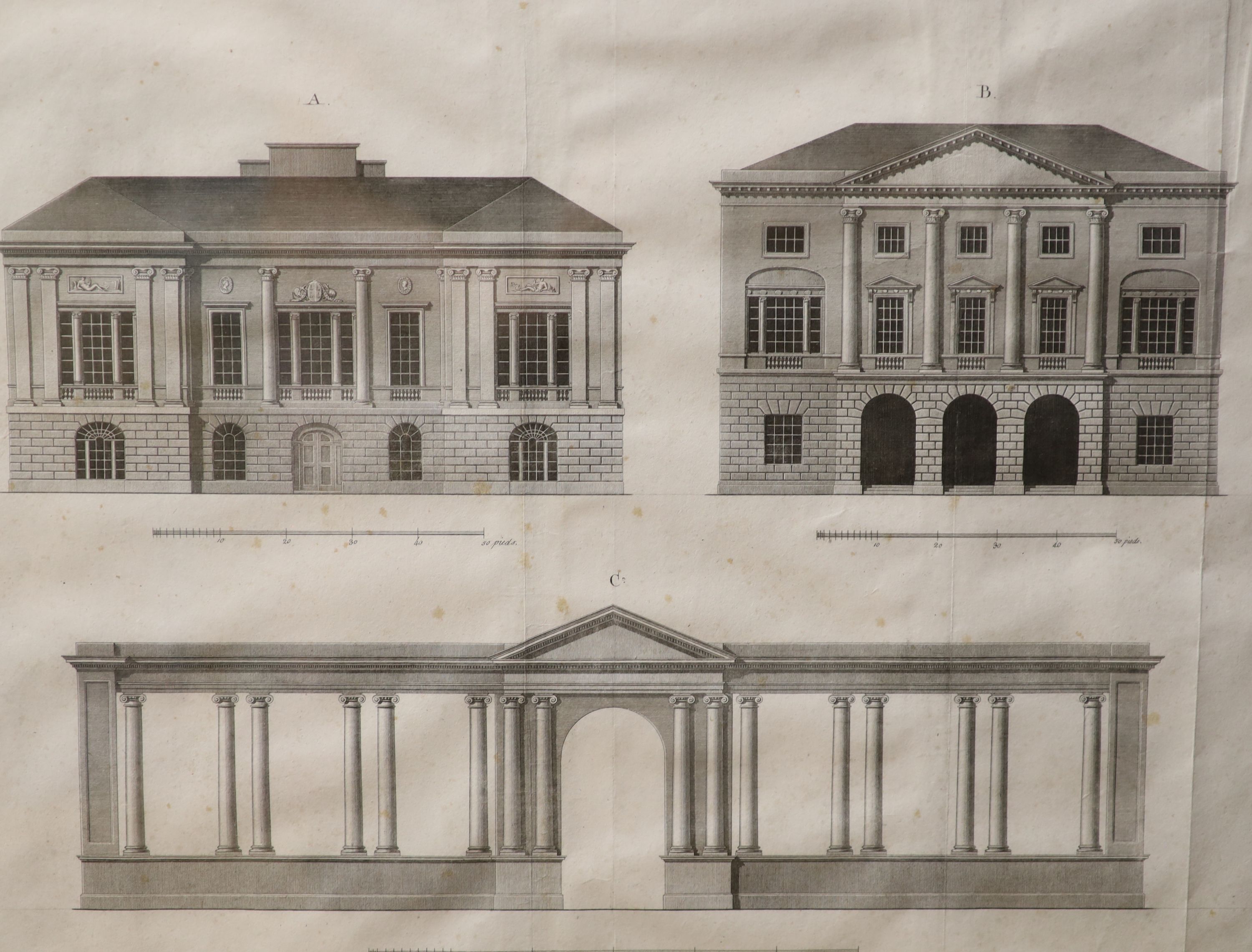 Raimonette after Schwender, set of four engravings, Architectural studies, 41 x 48cm